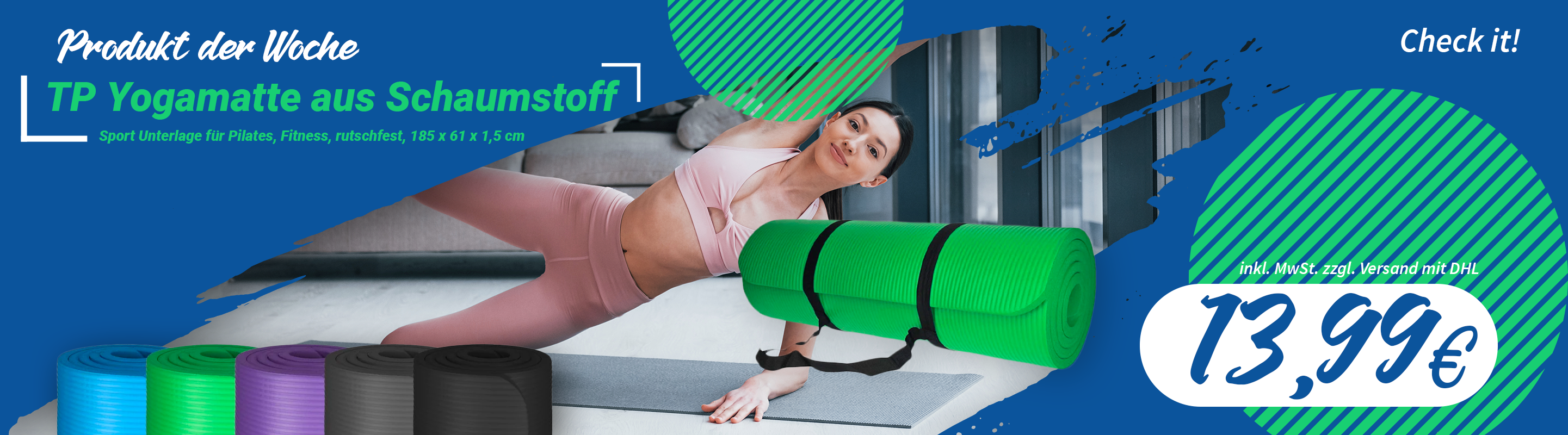TP Yogamatte aus Schaumstoff - Produkt der Woche Banner