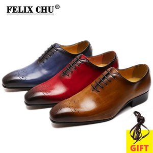 FELIX CHU Big Size 6-13 Oxfords Leather Men Shoes Whole Cut Fashion Casual Pointed Toe Formal Business Male Wedding Dress Shoes - Life Rich Essentials