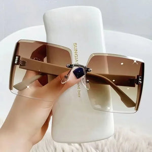 New Vintage Square Sunglasses Woman Classic Retro Gradient Mirror Frameless Sun Glasses Female Fashion Rimless Oculos De Sol - Life Rich Essentials