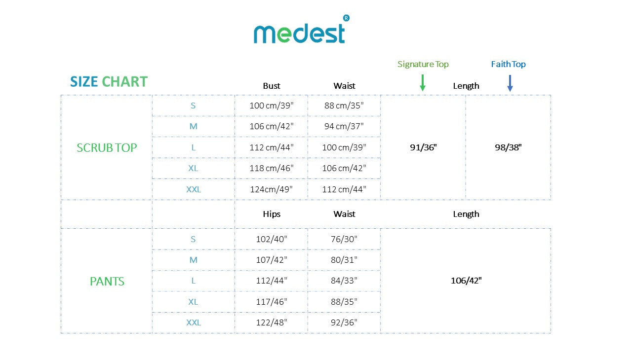 medest size chart