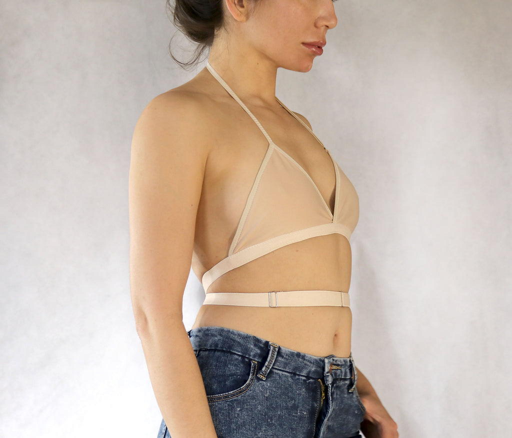 Black Open Back Bralette. Backless Halter – Tatiana's Threads