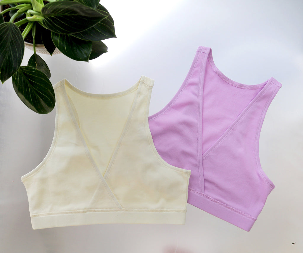 Organic Cotton Bra. Wrap Around Top. Sensitive Skin Nursing Bra