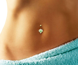 Diamond and Opal Cluster Navel Jewelry 