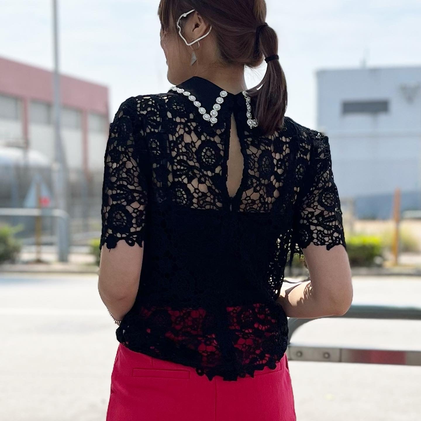 lace collar top