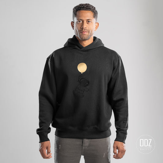 Black Oversize Astronaut Balloon Hoodie