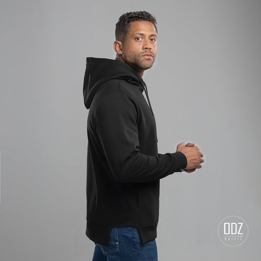 Black Cropped Sides Hoodie