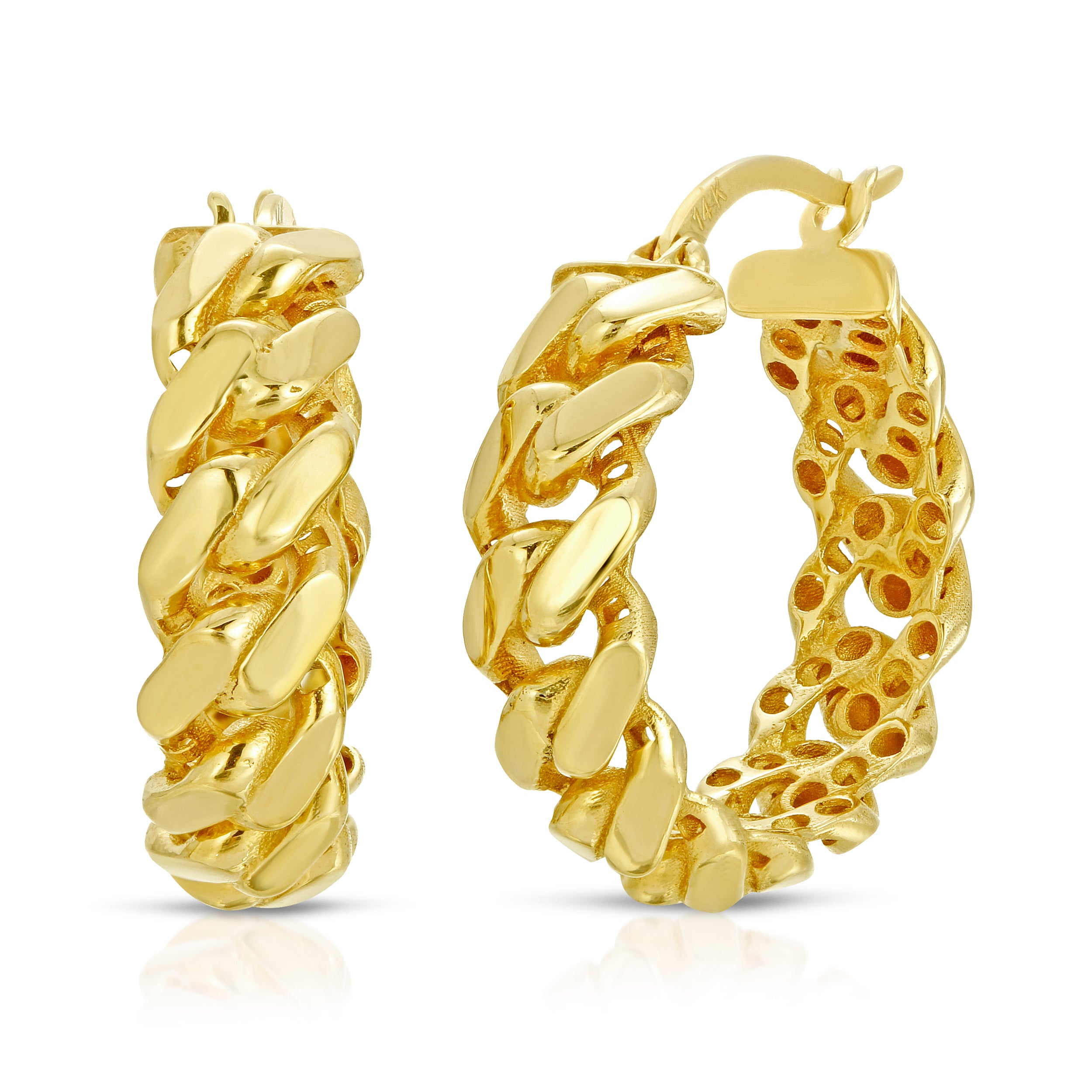 14k Medium Cuban Chain Link Hoops - Saint by Ira DeWitt product image