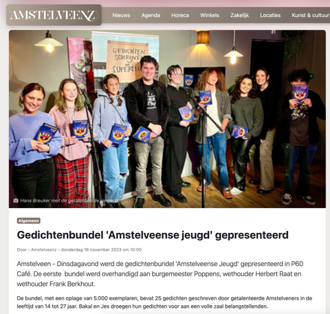 Gedichtenbundel Hans Breuker Amstelveense jeugd