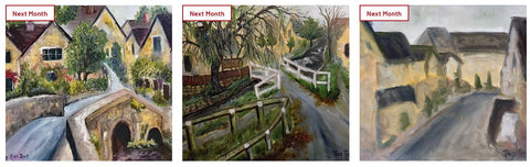 Three paintings of the Cotswolds