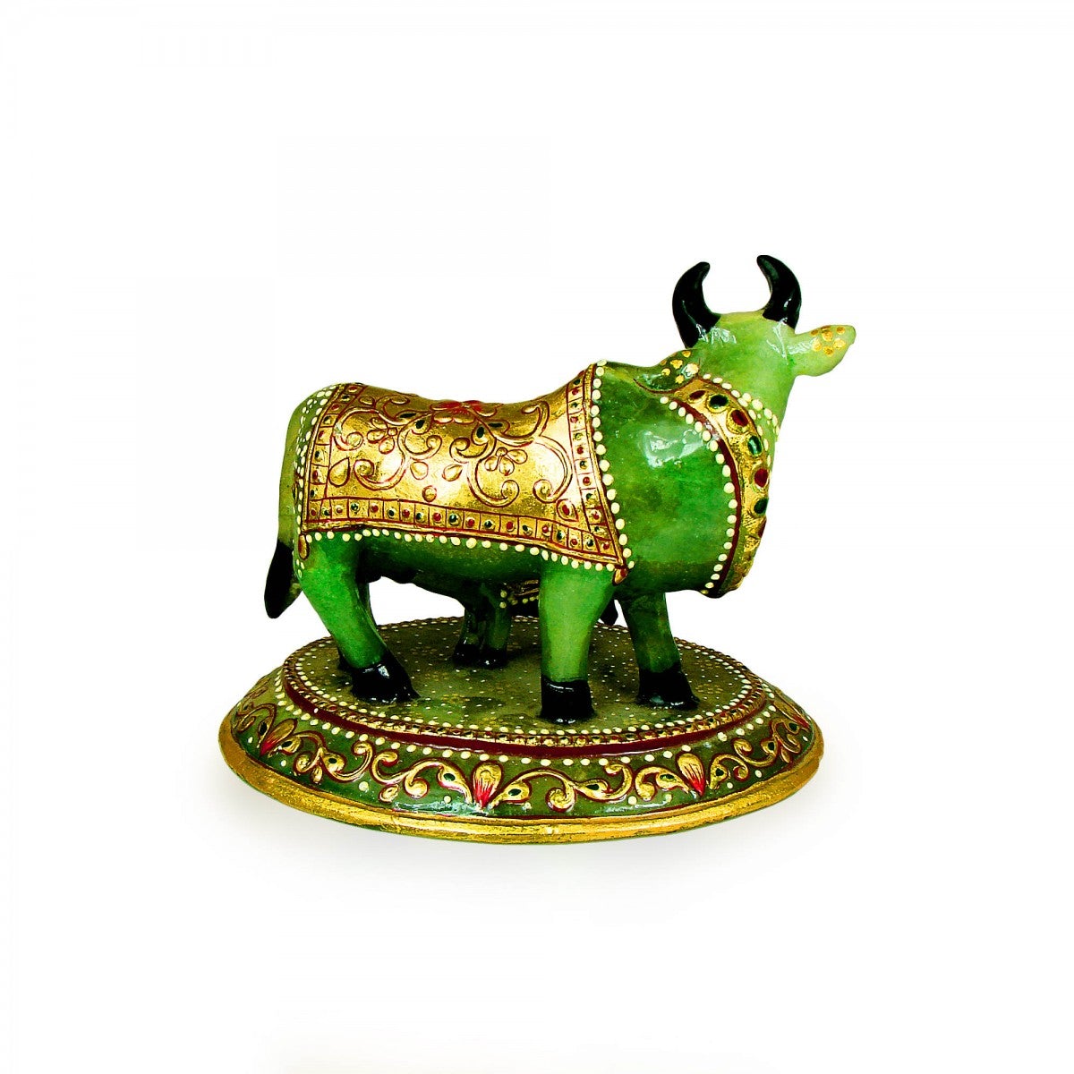 The Cow & Calf Idol made with Green Jade Stone - God Idols ...