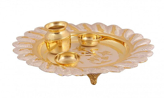 Brass Pooja Thali - Gold Plated Brass Pooja Thali Manufacturer from Jaipur