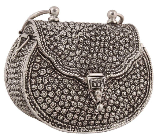 Buy quality 925 pure silver ladies purse with handle in fine nakashii  pO-164-02 in New Delhi