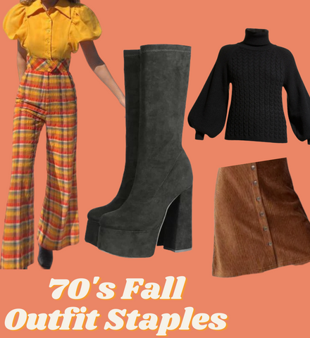Platform boots, bell bottoms, and more 70's clothing