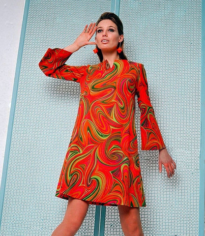 60's fashion: psychedelic printed mini dress
