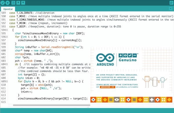 Petoi sample C++ coding on Arduino IDE