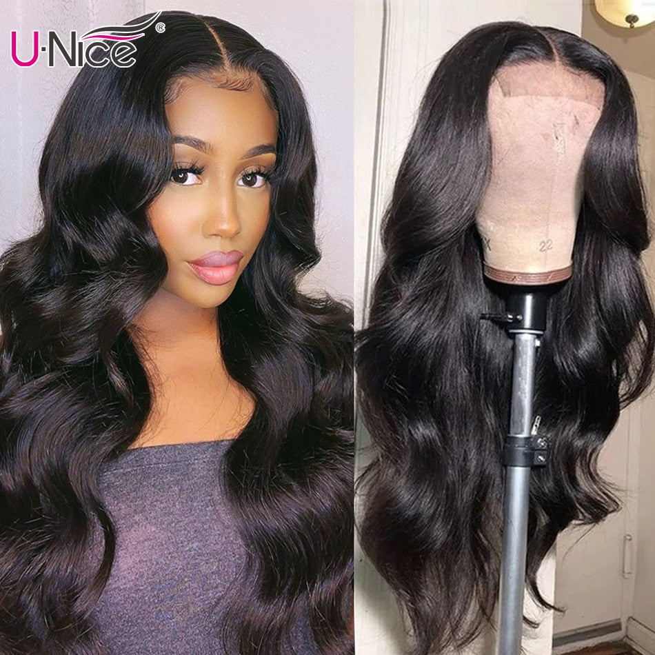UNice Hair Long Body Wave Wigs 4x4 Inch Closure Wig Density 180% And 150% Natural Lace Wig With Pre-Plucked Natural Hairline - SHOPSOLONY