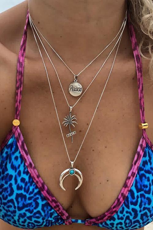 Coconut Tree Moon Layers Necklace
