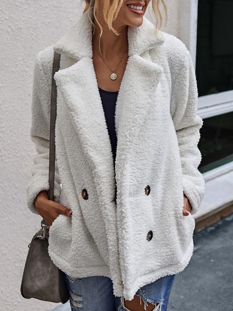 Buttons Polar Fleece Coat With Pocket