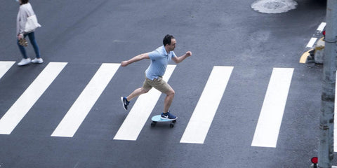 team Elos rider Nick using Elos skateboards for eco-friendly commuting and coffee runs