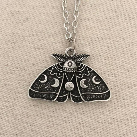 luna moth pendant necklace on chain