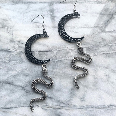 Moon and Snake Earrings