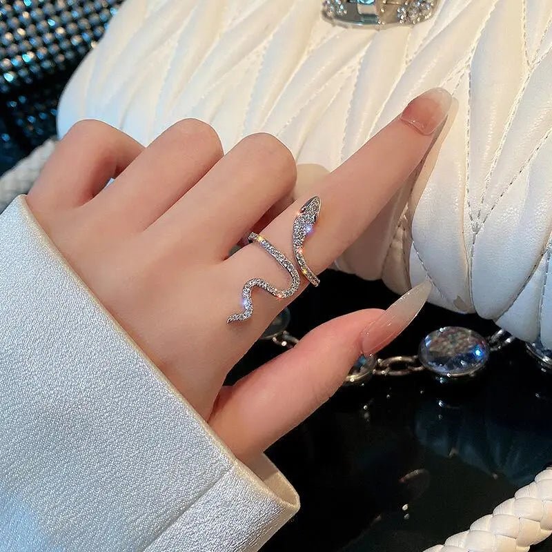 Rhinestone Adjustable Snake Ring