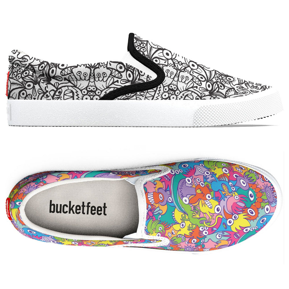 Zoo&co's bold critters all-over printed on Bucketfeet shoes