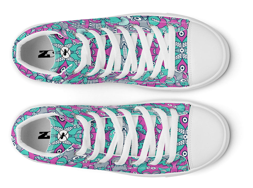 High top canvas shoes all-over printed with Zoo&co's patterns