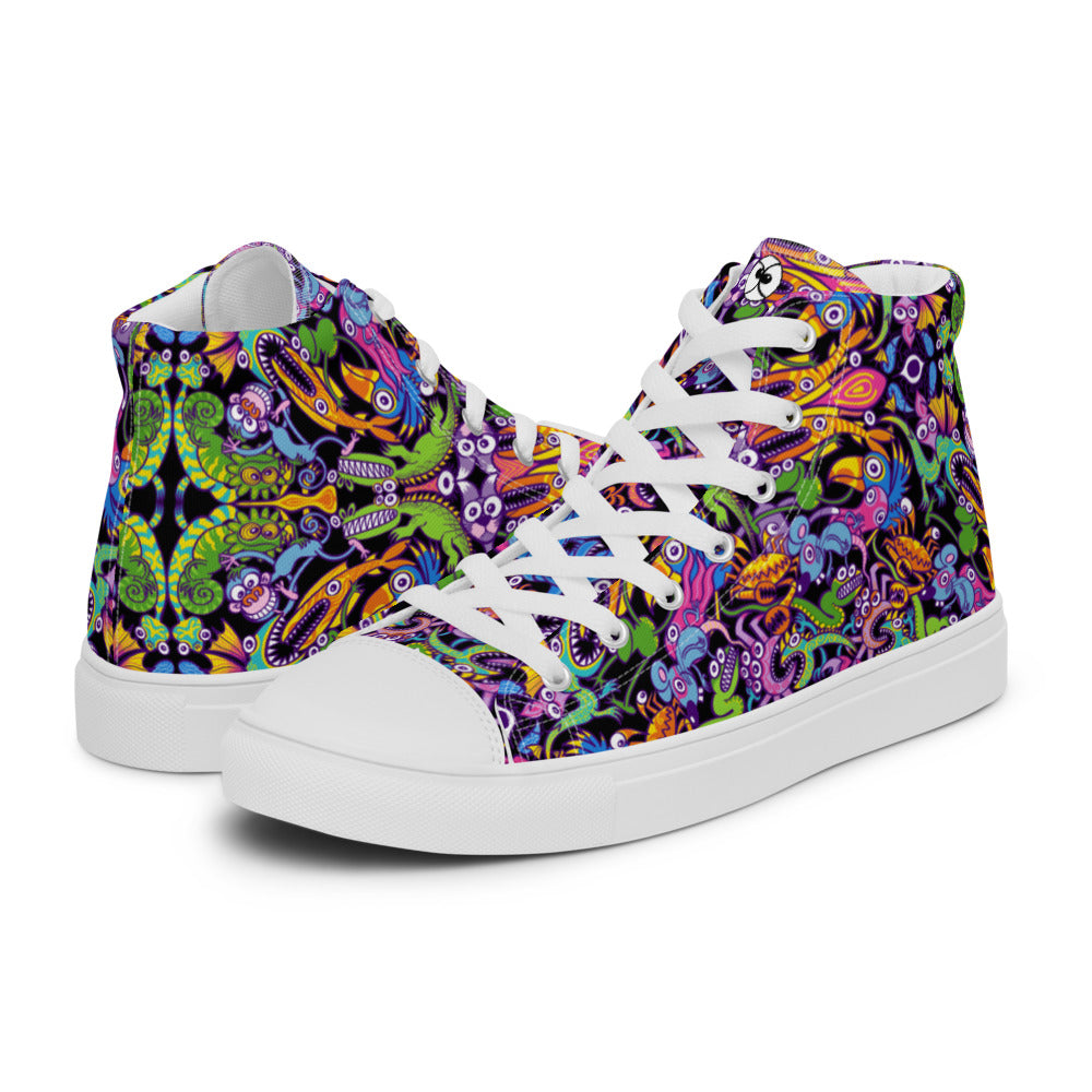 Eccentric critters in a lively crazy festival Men's high top canvas sh –  Zoo&co