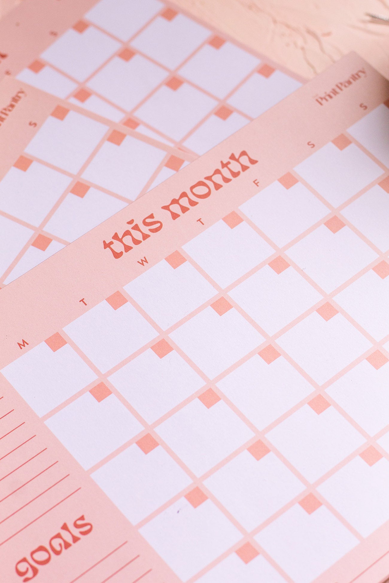 Monthly Calendar Notepad The Print Pantry