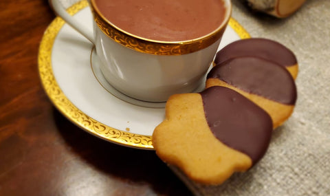 Hot cocoa with chocolate dipped sugar cookies