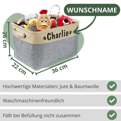 Hundespielzeugkiste mit Wunschname für Hunde