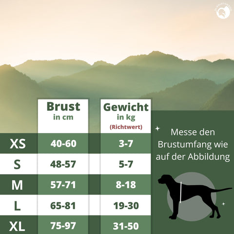 Hundegeschirr Größen XS S M L XL