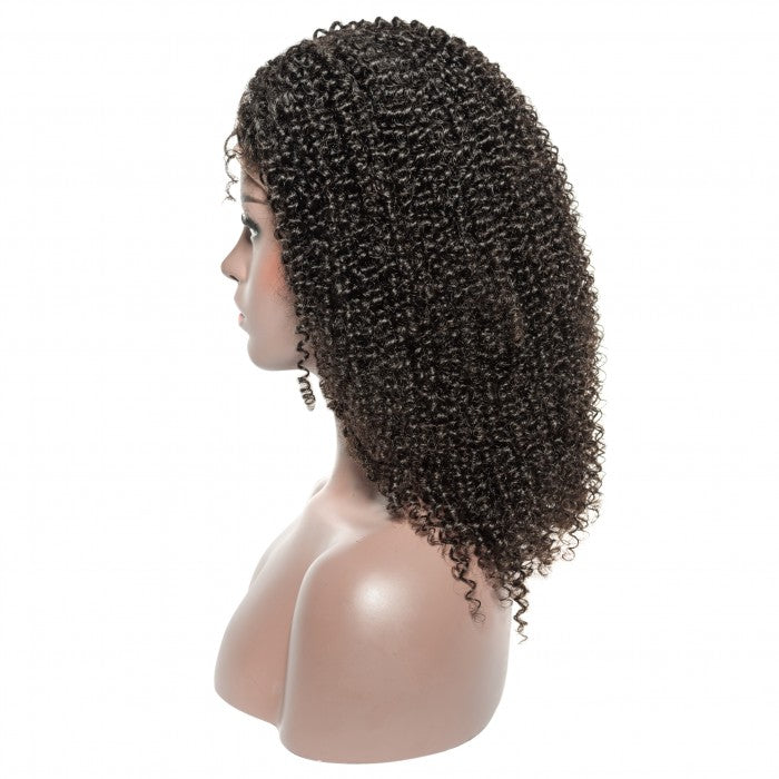 250% Density Afro Curly Human Hair Deep Part 13x6 Lace Front Wigs