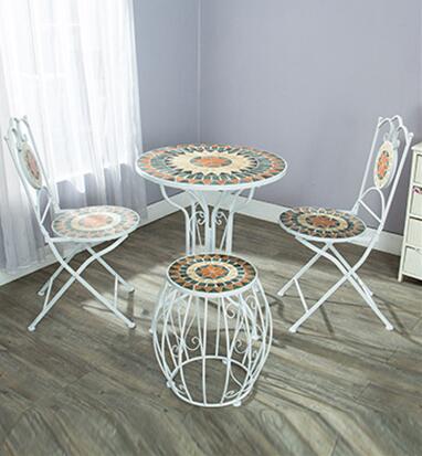 iron mosaic table and chairs