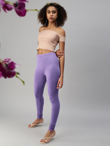 Churidar Fit Mixed Cotton with Spandex Stretchable Leggings Violet