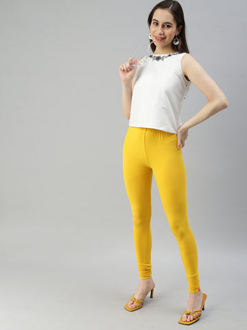 Buy D Shopify Women`s Full Length Churidar Leggings (Lemon Yellow) at