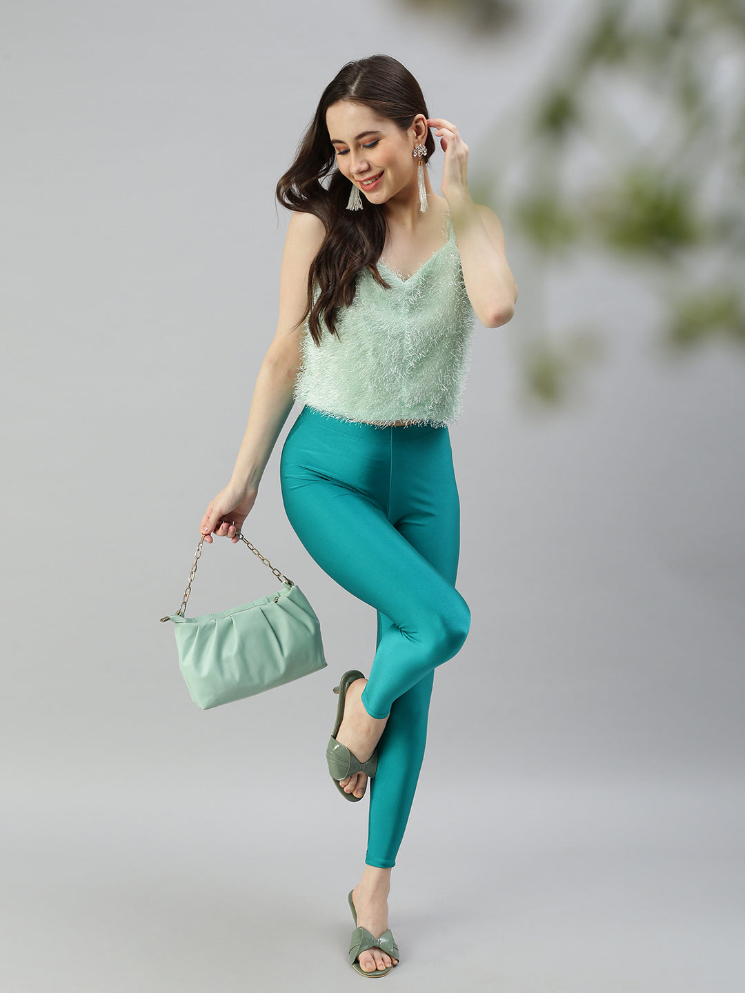 Buy GO COLORS Women Silver Mid Rise Nylon Shimmer Leggings - S at Amazon.in