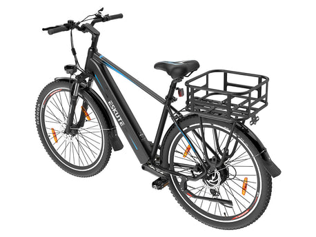 Fahrradkorb auf Eskute MTB E-Bike angebaut