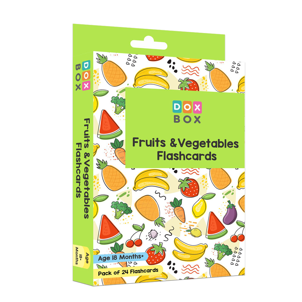 Journey of nutrition and learning with fruit & vegetable flash cards for kids (24 flashcards)