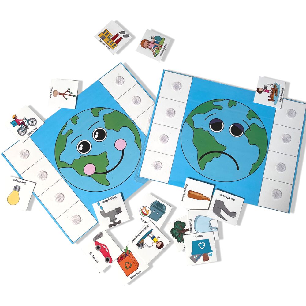 Happy earth sad earth sorting activity for kids