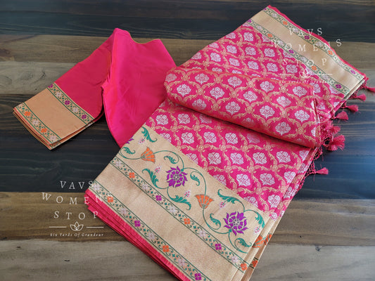 Wonderful Paper Silk With Heavy Border Saree - RJ Fashion