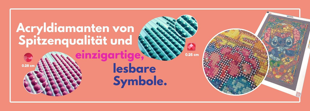 Acryldiamanten von Spitzenqualität und einzigartige, lesbare Symbole.