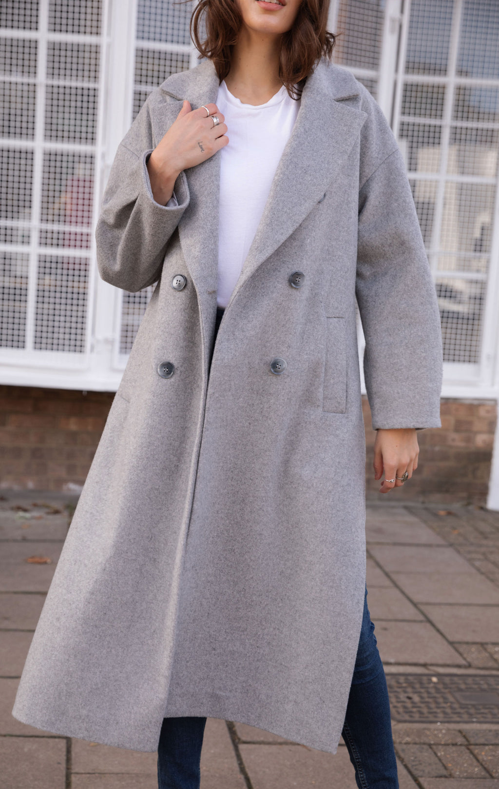 Rae the Brand Katie Longline Wool Blend Coat in grey 