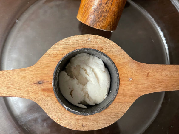 Flour added to string hopper press - Serendip Delights Idiyappam (String Hoppers) Recipe Step 2