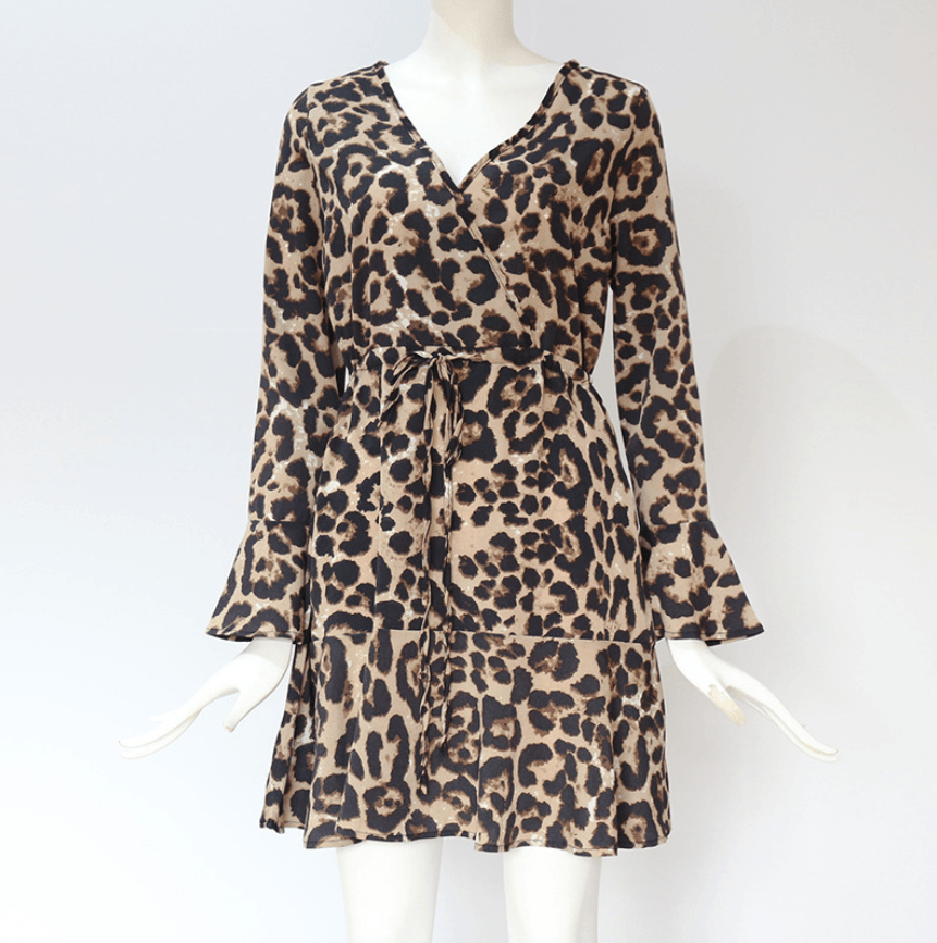 Leopard Print V-neck Skirt - The G.C.C. Inc. 