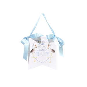 Blue "Welcome Baby" Stork Hanger - Chellas On Main