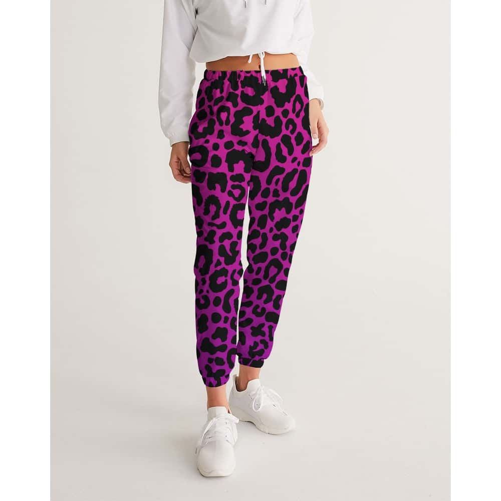 Purple and Pink Leopard Print Track Pants