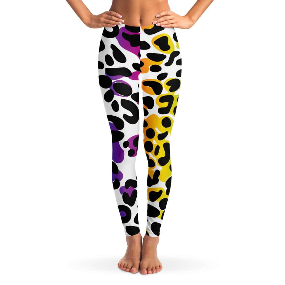 Yellow to Orange Leopard Print Plus Size Leggings