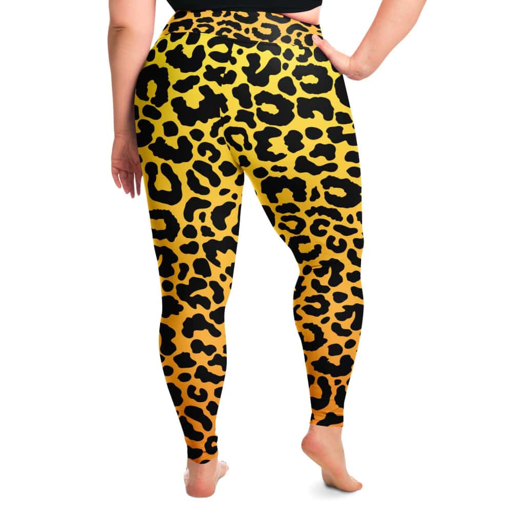 Yellow To Orange Leopard Print Leggings - Free - Projects817 LLC